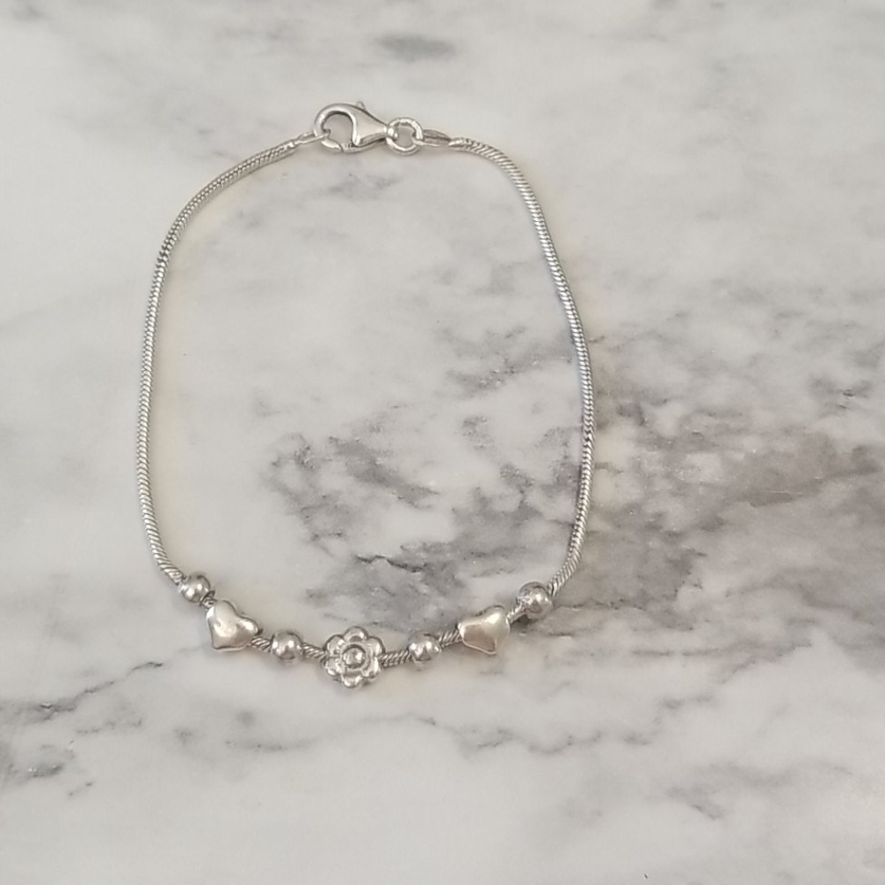 Sterling round snake chain with charms